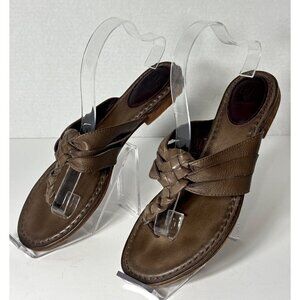 Frye Gray Carson Women 9 Sandals Braided Thong Leather Flip Flops